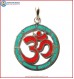 "Hindu OM" Design White Metal Round Pendant