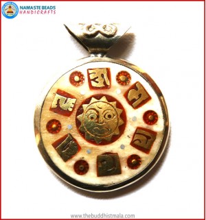 "Mantra" & "Sun" Symbol Bone Pendant