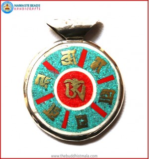 "Mantra" & "Tibetan OM" Symbol Bone Pendant