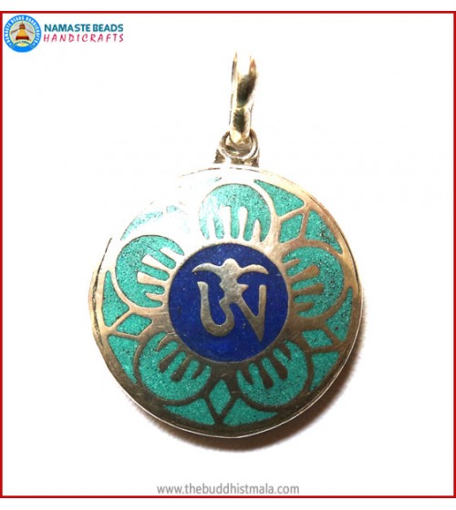 "Tibetan OM" Symbol White Metal Pendant