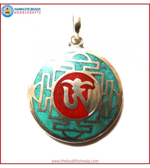 "Tibetan OM" Symbol White Metal Pendant