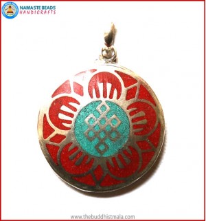 "Kalachakra" Symbol White Metal Pendant