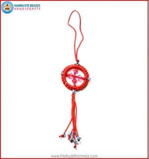 Red String Dharma Wheel Key Ring