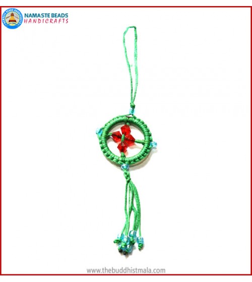Green String Dharma Wheel Key Ring