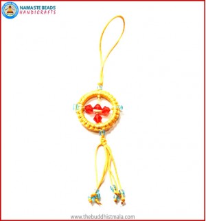 Yellow String Dharma Wheel Key Ring