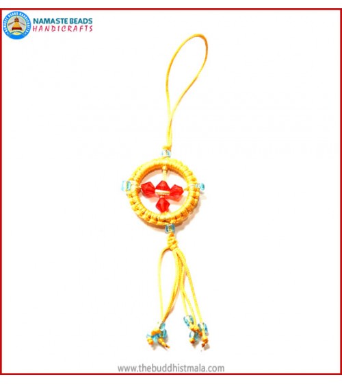 Yellow String Dharma Wheel Key Ring