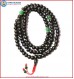 Black Bone Mala with Green Jade Spacer Beads