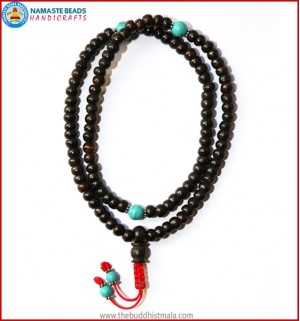 Black Bone Mala with Turquoise Beads