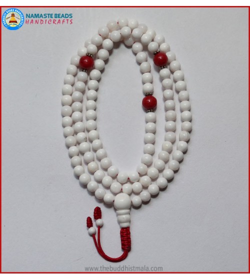 Conch Shell Mala With Coral Spacer Beads