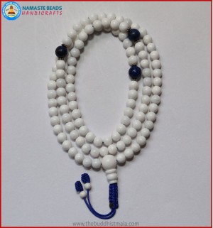 Conch Shell Mala With Lapis Lazuli Spacer Beads