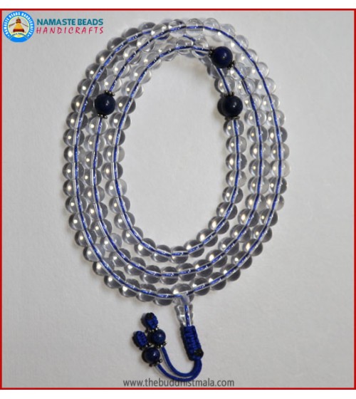 Crystal Mala With Lapis Lazuli Spacer Beads