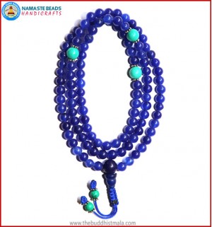Blue Onyx Mala with Turquoise 