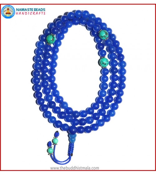 Blue Onyx Mala with Turquoise Spacer Beads
