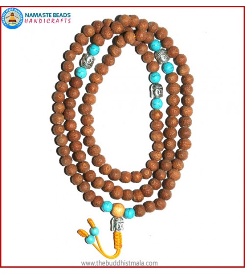 Raktu Seed Mala with Buddha Head Beads