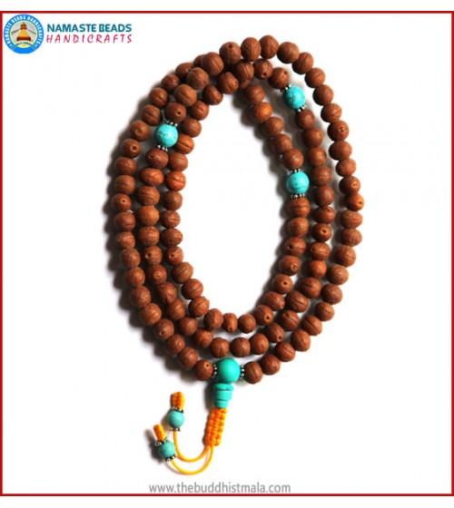 Raktu Seed Mala with Turquoise Spacer Beads