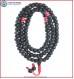 Smooth Dark Rudraksha Seed Mala with Coral Beads