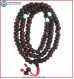 Smooth Dark Brown Rudraksha Seed Mala with Turquoise Beads