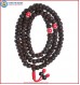 Smooth Dark Brown Rudraksha Seed Mala with Coral Beads
