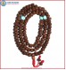 Smooth Brown Rudraksha Seed Mala with Turquoise Beads