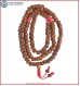 Smooth Brown Rudraksha Seed Mala with Coral Beads
