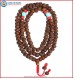 Smooth Brown Rudraksha Seed Mala with Coral & Turquoise Beads