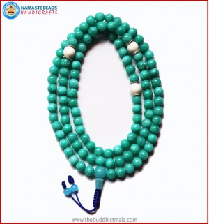 Amazon Jade Stone Mala with Conch Shell Spacer Beads
