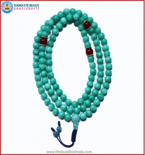 Amazon Jade Stone Mala with Carnelian Spacer Beads