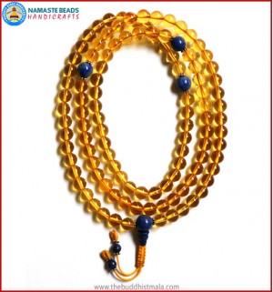 Citrine Mala with Lapis Lazuli Spacer Beads
