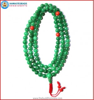 Taiwanese Jade Stone Mala with Coral Beads