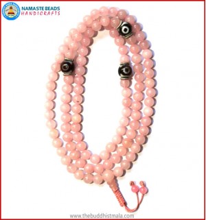 Rose Quartz Mala with Round Dzi Beads