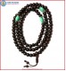 Rose Wood Mala with Flat Turquoise Spacer Beads