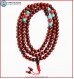 Rose Wood Mala with Turquoise & Coral Spacer Beads