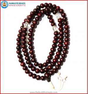 Rose Wood Mala with Crystal Spacer Beads