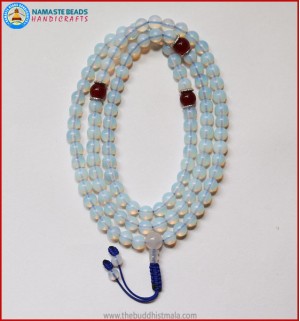 Opalite Mala With Carnelian Spacer Beads