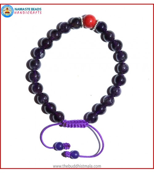 Amethyst Stone Bracelet with Coral Bead