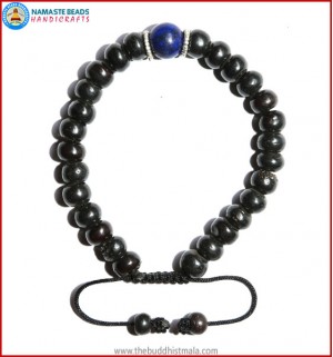 Black Bone Bracelet with Lapis Lazuli Bead