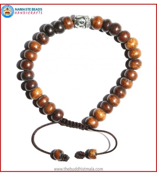 Brown Bone Bracelet with Buddha Head