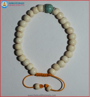 White Bone Bracelet with Turquoise Bead