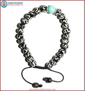 Tibetan OM Itching Bone Bracelet with Turquoise Bead