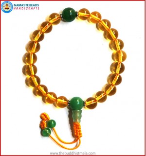 Citrine Wrist Mala with Green Jade Guru Bead