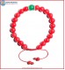 Coral Stone Bracelet with Green Jade Bead