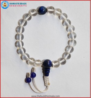 Crystal Wrist Mala With Lapis Lazuli Guru Bead