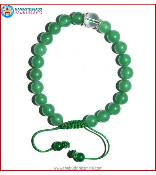 Light Green Jade Stone Bracelet with Crystal Bead