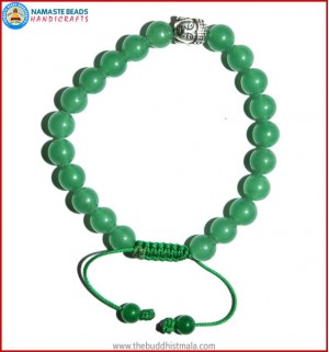 Light Green Jade Stone Bracelet with Buddha Head Bead