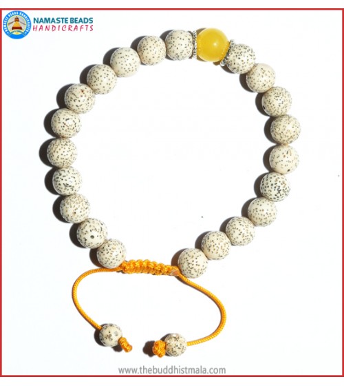 Lotus Seed Bracelet with Yellow Jade Bead