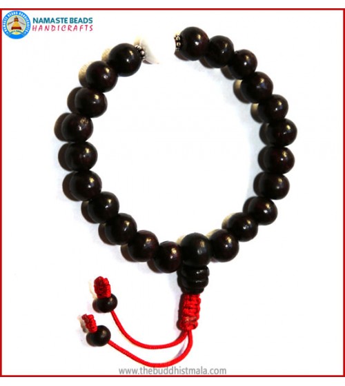 Rose Wood Wrist Mala with Conch Shell Spacer Bead