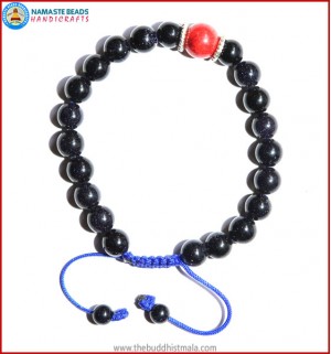 Blue Sun Stone Bracelet with Coral Bead