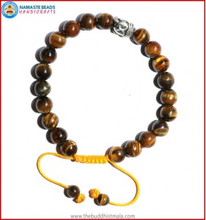 Tiger-Eye Stone Bracelet with Buddha Head