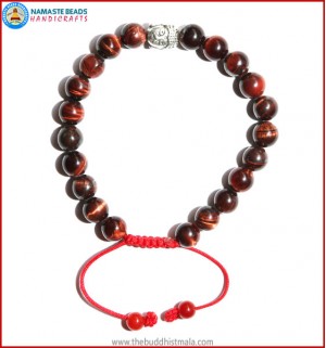 Red Tiger-Eye Stone Bracelet with Buddha Head