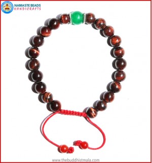 Tiger-Eye Stone Bracelet with Green Jade Bead